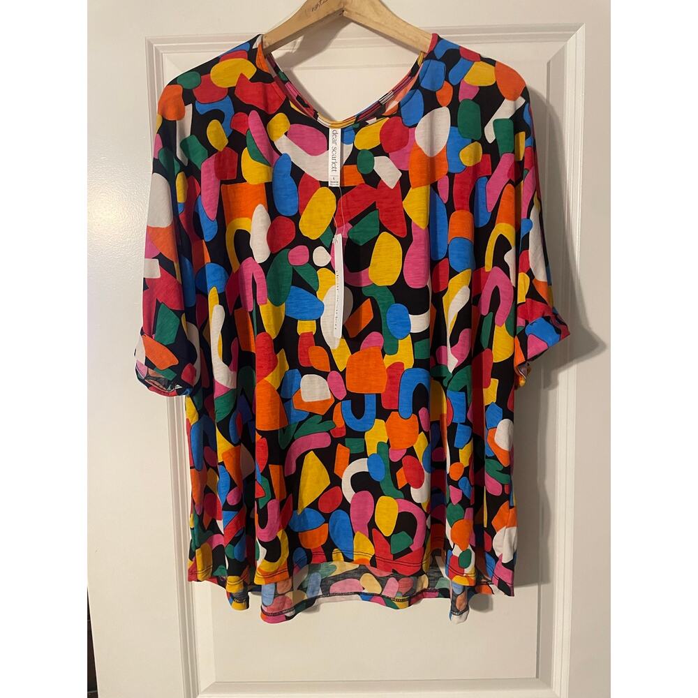 Dear Scarlett Abstract Print Tunic Blouse Top Women’s Large NWT